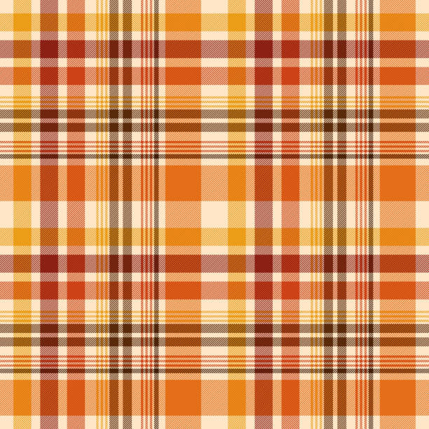 Autumn Plaid Seamless Pattern Colorful repeating pattern design in a cozy autumnal plaid theme autumn patterns stock illustrations