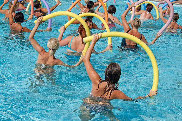 Workout Aqua Aerobics turquoise colored stock pictures, royalty-free photos & images