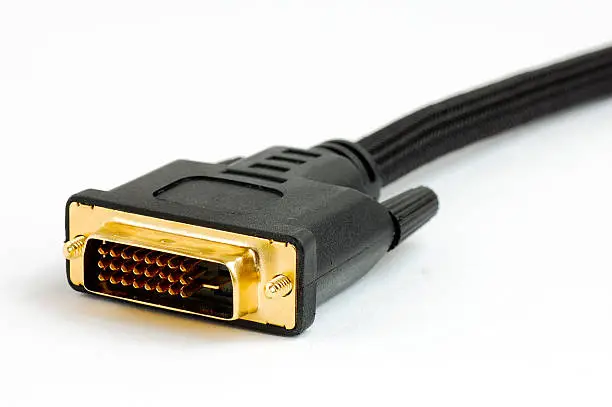 Photo of dvi cable on white background