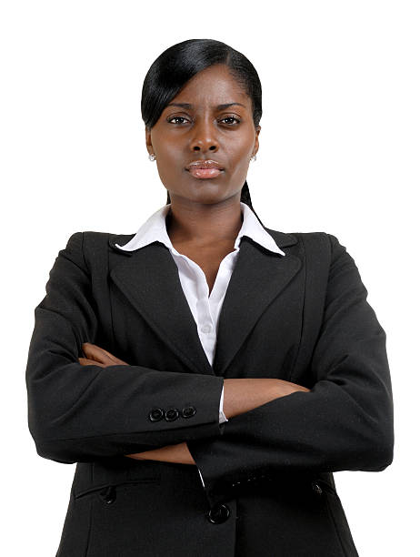 istock Tough looking black business woman with her arms folded 146897783