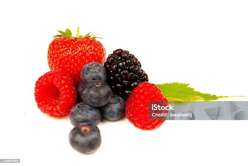 Different Berries Strawberry blueberry raspberry and blackberries on white background Berry Fruit Stock Photo