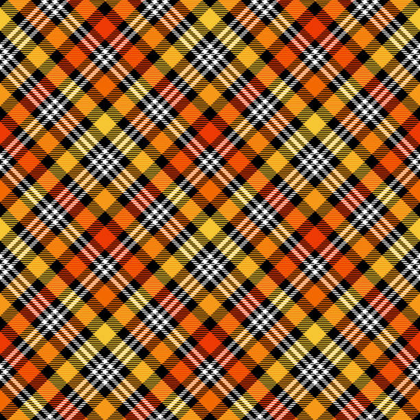 ilustrações de stock, clip art, desenhos animados e ícones de halloween plaid seamless pattern - vibrant color checked backgrounds multi colored