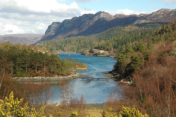 Plockton and Loch Carron. Duncraig Castle in the background. Highlands of Scotland.