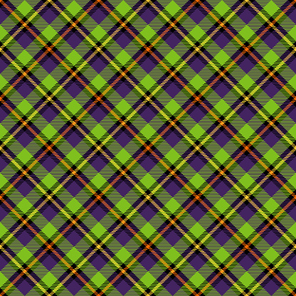 Colorful repeating pattern design in a festive Halloween plaid theme