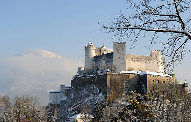 Salzburg castle in winter stock photo