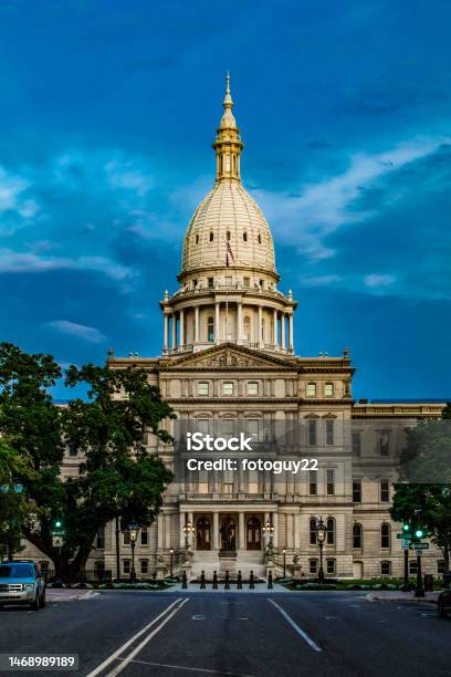 Michigan State Capitol Building 6 Stock Photo - Download Image Now - Grand Rapids - Michigan, Architectural Dome, Architecture