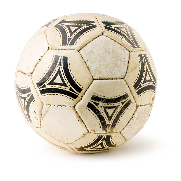 フットボールます。 - soccer ball old leather soccer ストックフォトと画像