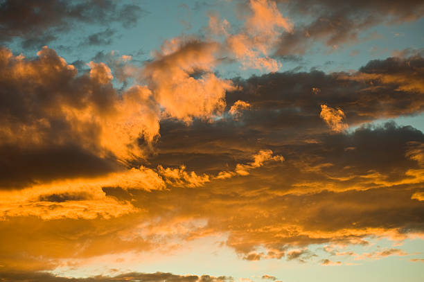 Clouds sunset, France, Anthon stock photo