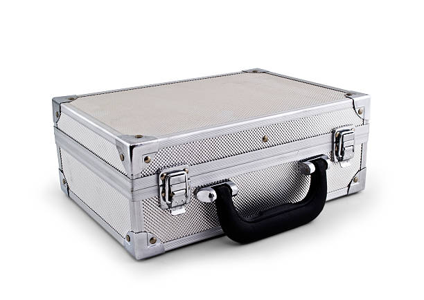 Metal Silver Briefcase stock photo