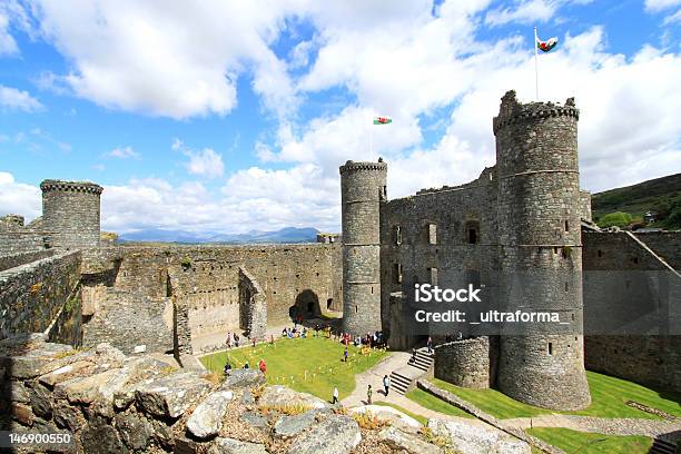 Ruins Of Harlech Castle With Mount Snowdon In Background Stock Photo - Download Image Now