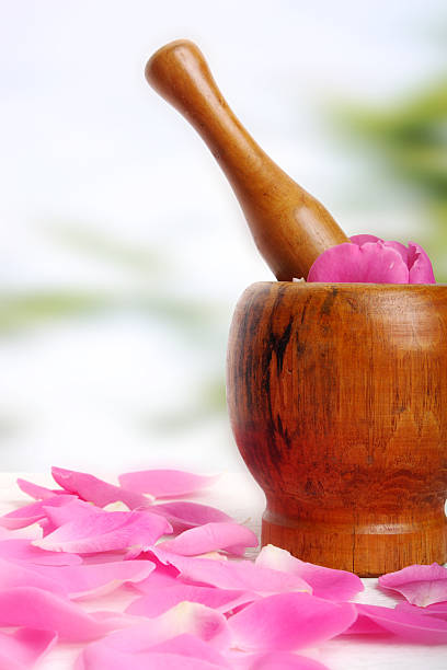 mortar and pestle stock photo