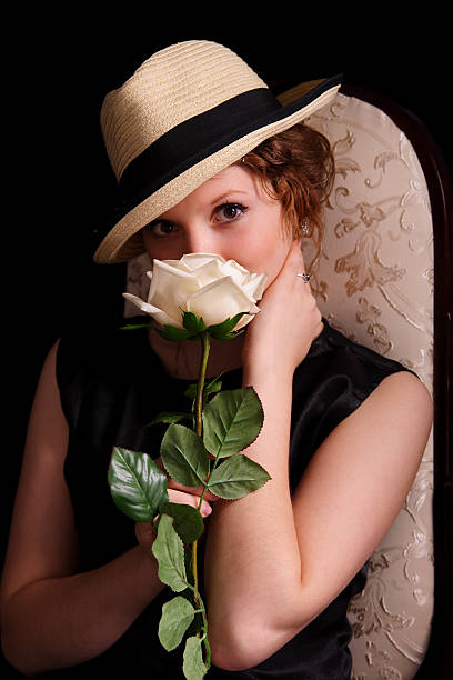 nice woman with a rose stock photo