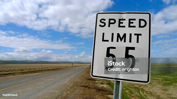 Retro Rural Speed Limit Sign Stock Photo - Download Image Now - Agricultural Field, Blue, Close-up