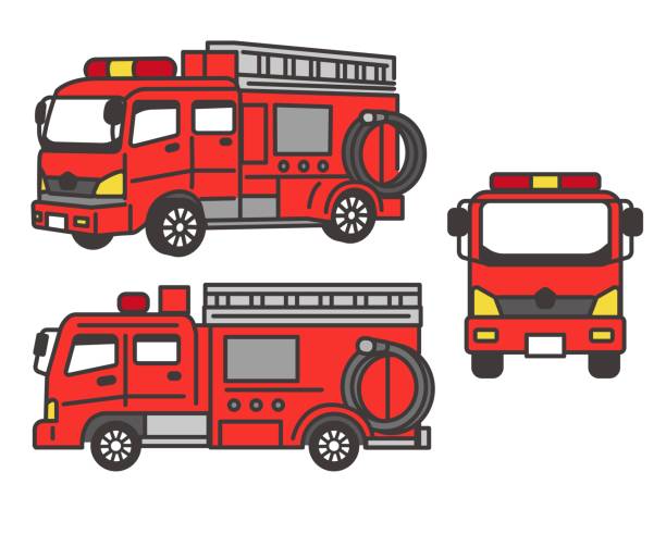 ilustrações de stock, clip art, desenhos animados e ícones de simple and easy-to-use fire engine vector illustration material / fire / firefighter / rescue - lifeguard association