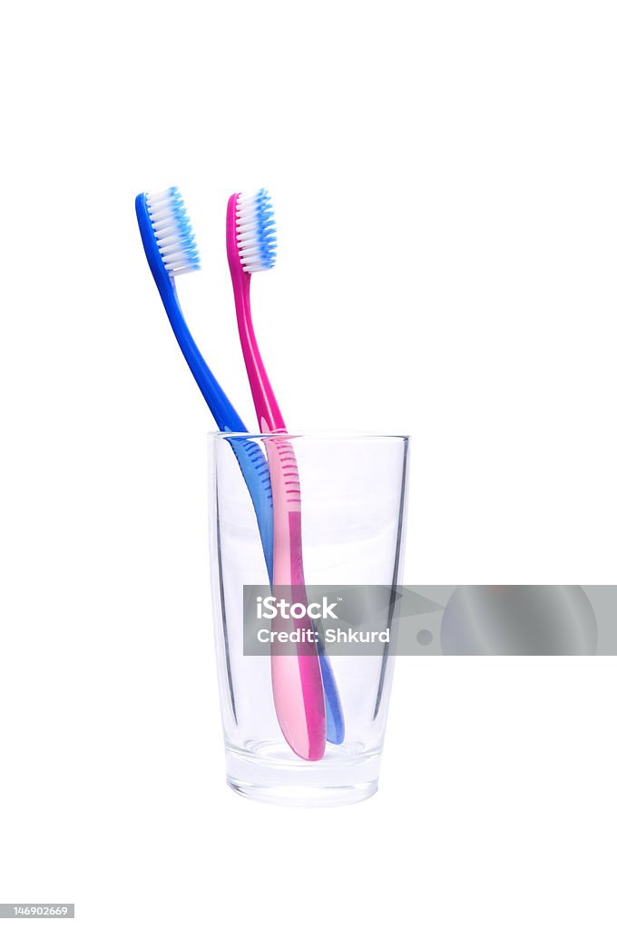 Dois escovas de dente em taça - Foto de stock de Artigos de Toucador royalty-free