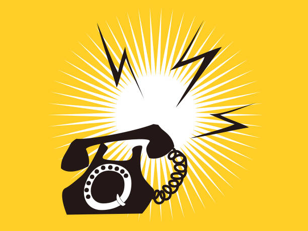 Old telephone ringing. Image of an old telephon ringing very loudly. loud whistle sound stock illustrations