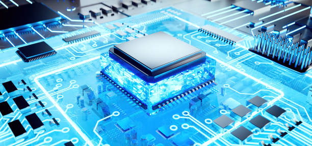 istock 3D rendering of cyberpunk AI. Circuit board. Technology background. Central Computer Processors CPU and GPU concept. Motherboard digital chip. Tech science background. 1469028635