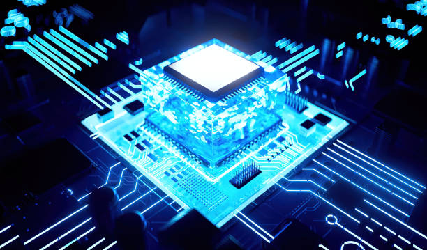 istock 3D rendering of cyberpunk AI. Circuit board. Technology background. Central Computer Processors CPU and GPU concept. Motherboard digital chip. Tech science background. 1469028694