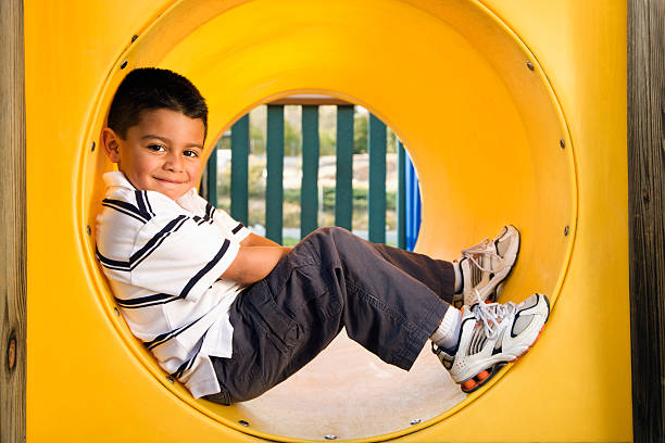 istock Young Boy Lying in Crawl Tube 146903021