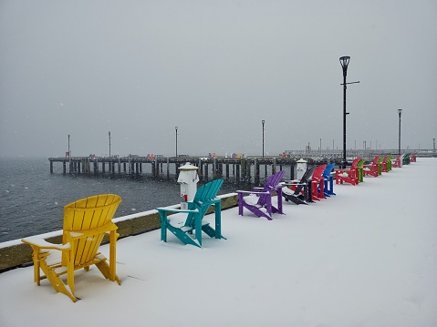 The view of Halifax Waterfront Boardwalk covered in snow