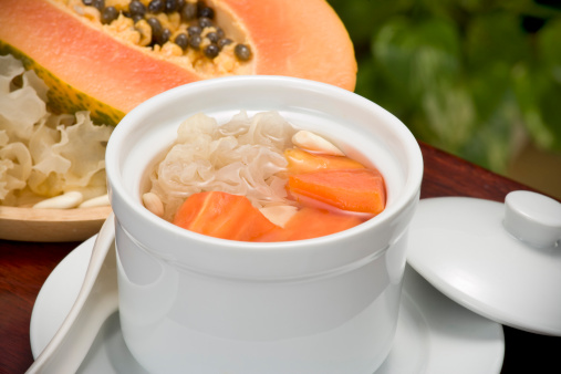 Sweetened Papaya & Snow Fungus With Almond Soup