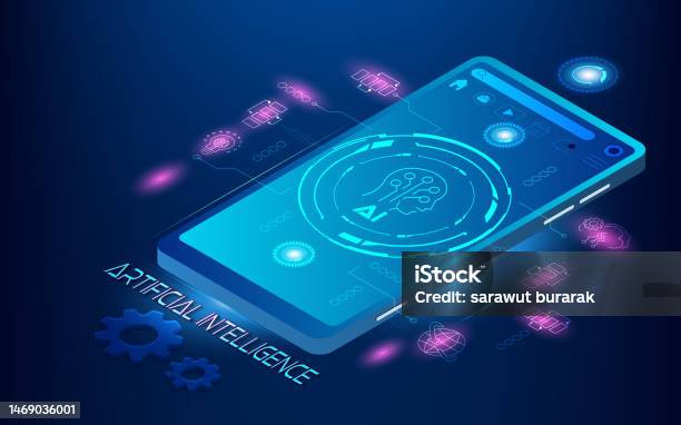 Artificial Intelligence Concept With A I Artificial Intelligence Chatbot Machine Learning Digital Brain Future Technology Vector Illustration Eps10 Stock Illustration - Download Image Now