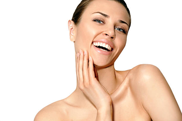 istock Natural beauty smiling women in white background 146904007