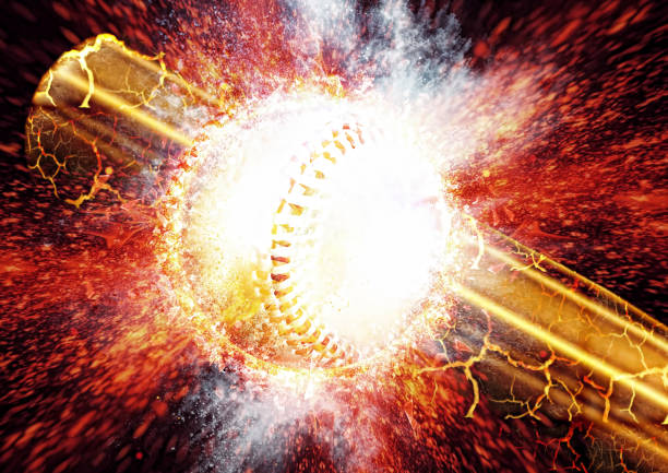 istock 3d illustration of colliding baseball ball and bat composite with explosion effect 1469043390