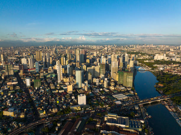 The city of Manila is the capital of the Philippines. Aerial drone of skyscrapers and business centers in a big city Manila. Modern metropolis in Asia. Philippines. philippines landscape stock pictures, royalty-free photos & images