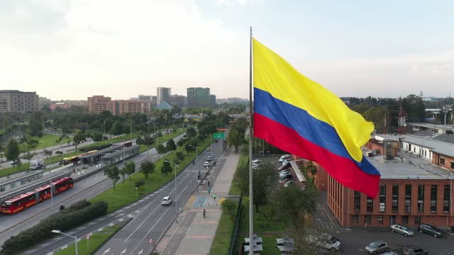 Colombian flag in the city of Bogotá. Colombia.