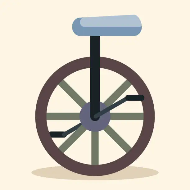 Vector illustration of one wheel bike pastel color illustration, balancing concept