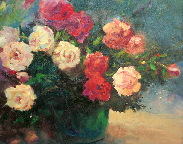 istock Roses in Emerald Vase An Oil Painting 146904772