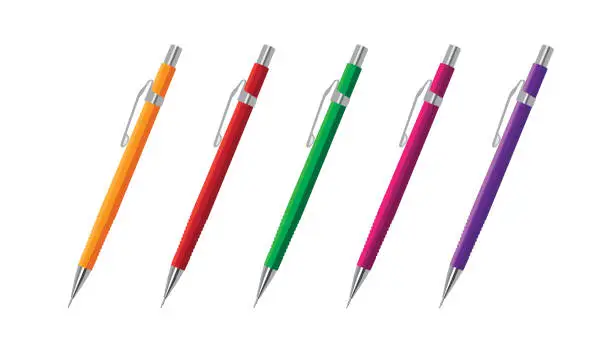 Vector illustration of Set of colorful mechanical pen vector illustration