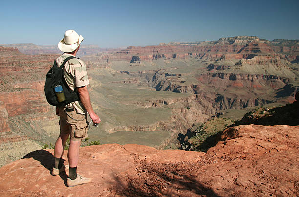 Trekker admiring Grand Canyon. Grand Canyon national park. Arizona. USA