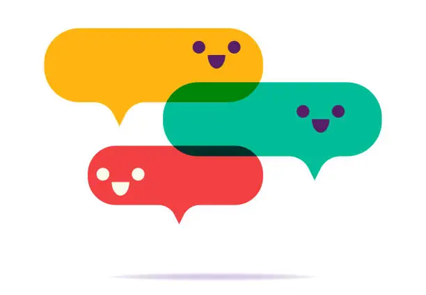 Vector illustration of Speech bubbles with emoticons