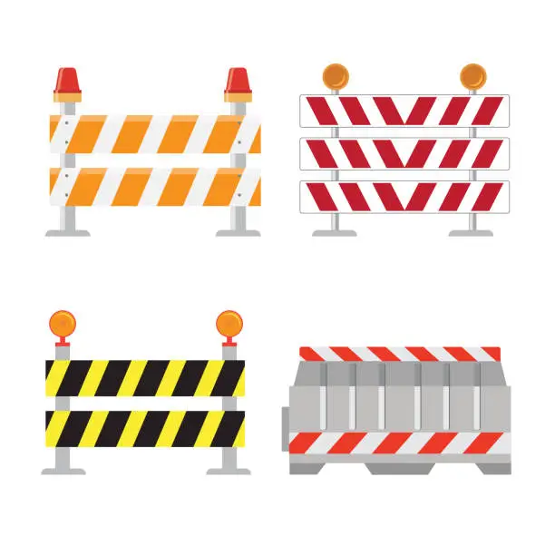 Vector illustration of Road barrier vector street traffic-barrier under construction warning roadblock blocks on the highway
vector illustration