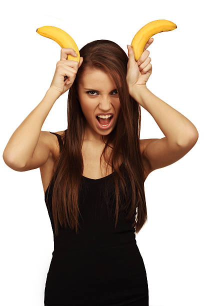 The woman with bananas stock photo