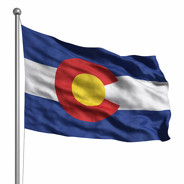 Flag of Colorado (isolated) Flag of Colorado. Rendered with fabric texture (visible at 100%). Clipping path included. us state flag stock pictures, royalty-free photos & images