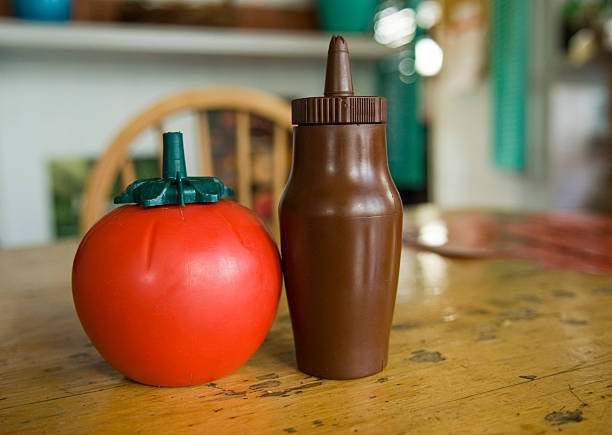 Tomato and brown sauce stock photo