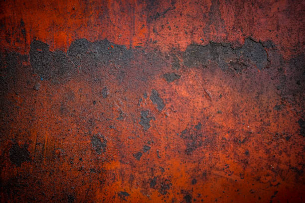 istock Old red metal sheet with rust and oily in the garage can be use as background 1469069349