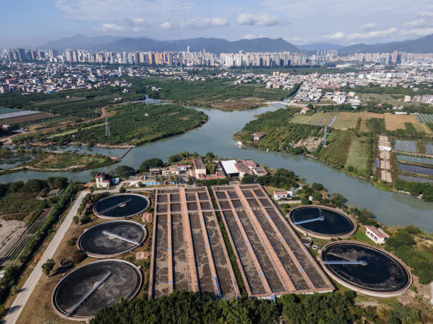 istock Urban automatic sewage treatment plant in sunny day 1469073581