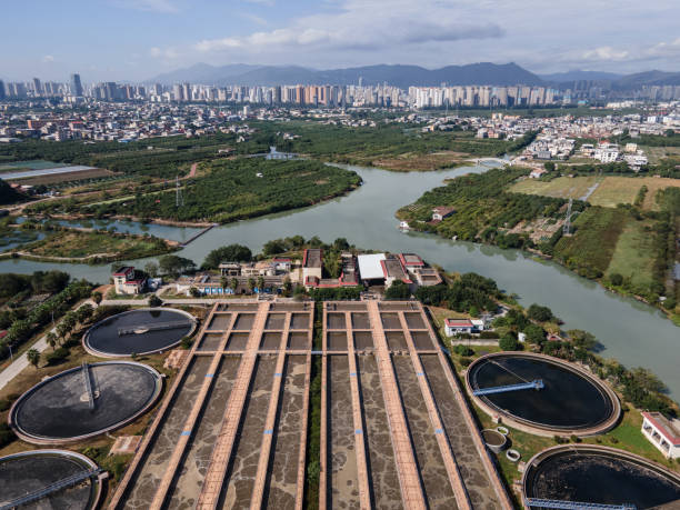 istock Urban automatic sewage treatment plant in sunny day 1469073788