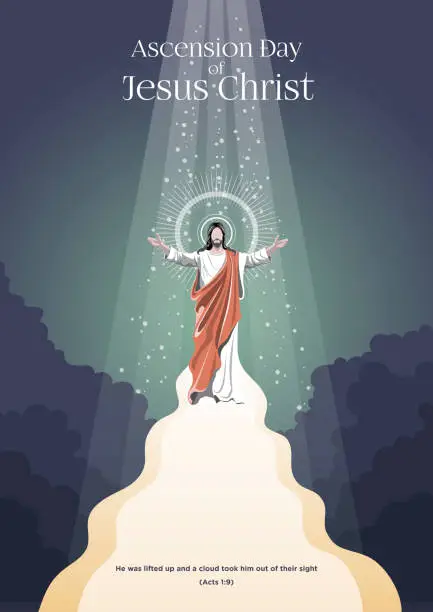 Vector illustration of Happy Ascension Day of Jesus Christ