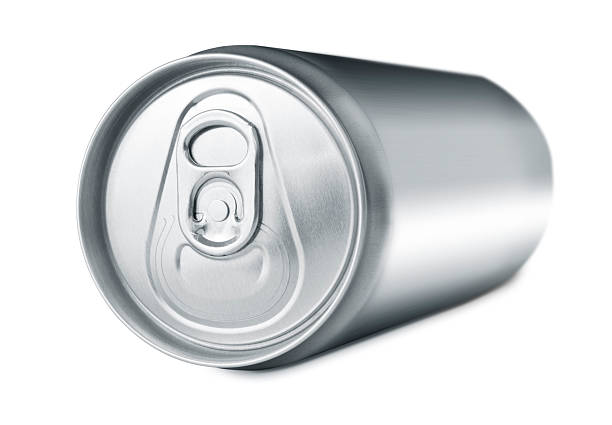 Soda drink can lying stock photo