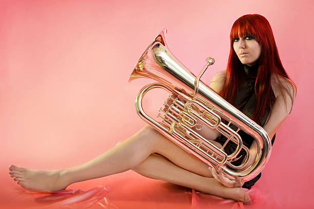 Girl with Euphonium stock photo