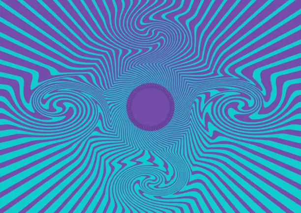 Vector illustration of Psychedelic Sun with Rippled Sunbeams