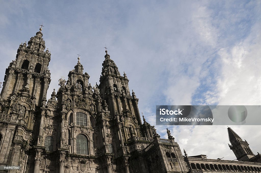 Cathedral Front of the Obradoiro of the cathedral of Santiago de Compostela Apostle - Worshipper Stock Photo