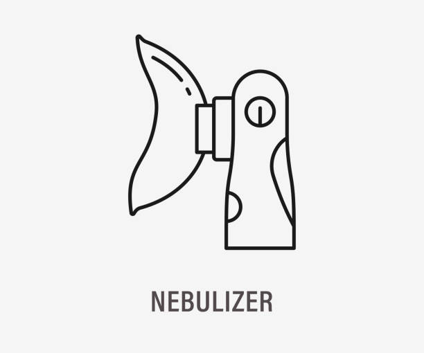 verneblerliniensymbol auf weißem hintergrund. bearbeitbarer strich. - nebulizer stock-grafiken, -clipart, -cartoons und -symbole