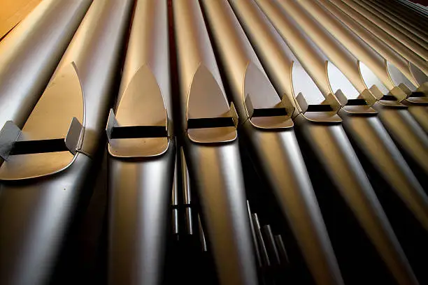 Photo of Keyboard keys close-up of a church organ