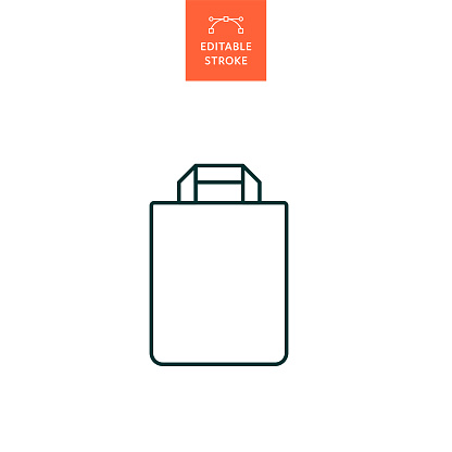 Paper Bag Line Icon with Editable Stroke. The Icon is suitable for web design, mobile apps, UI, UX, and GUI design.